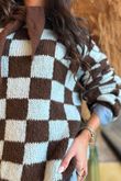 Big Softie Checkerboard Knit Chocolate & Blue
